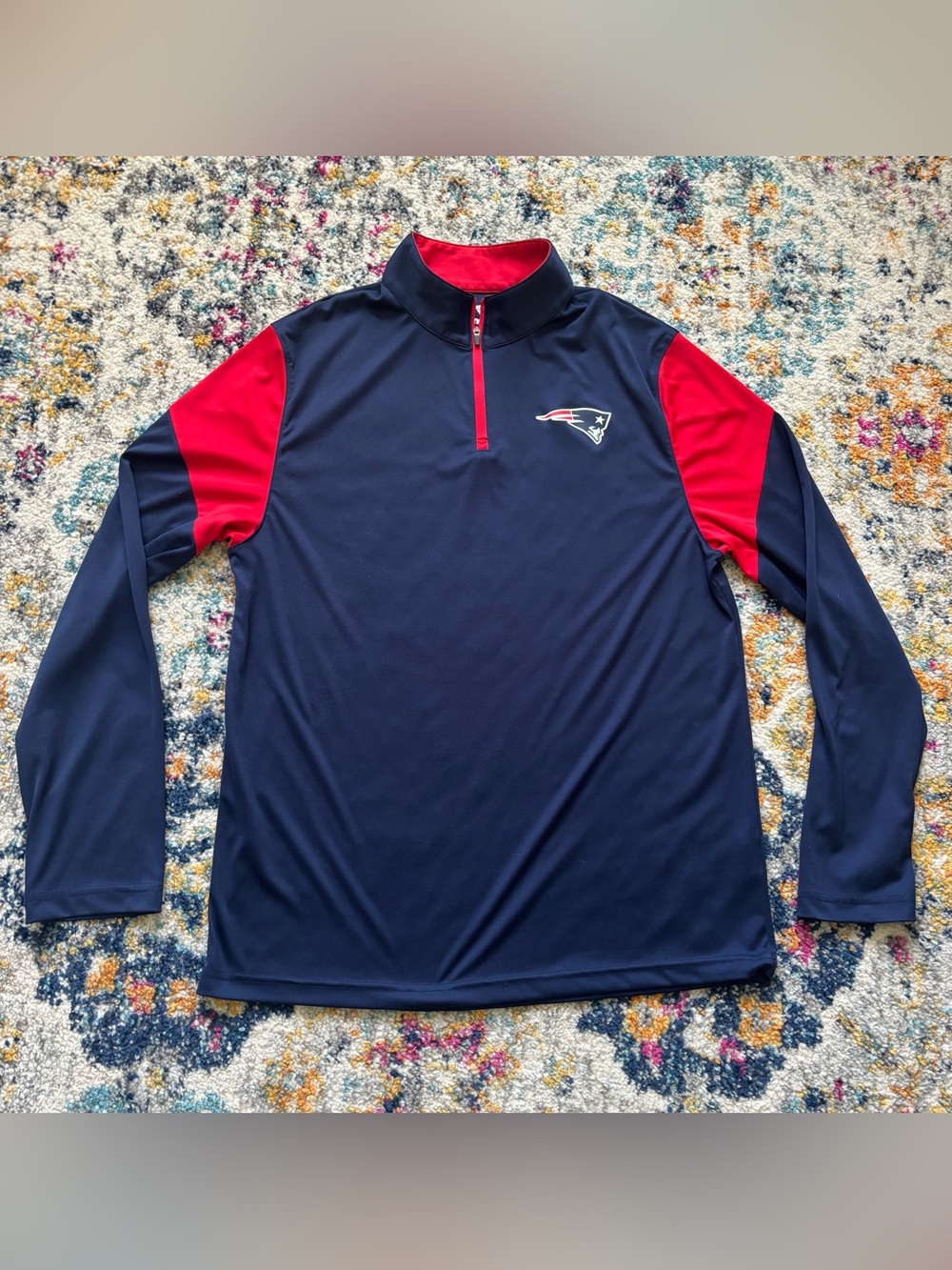 New England Patriots Navy & Red Quarter-Zip Pullover Fanatics Mens large